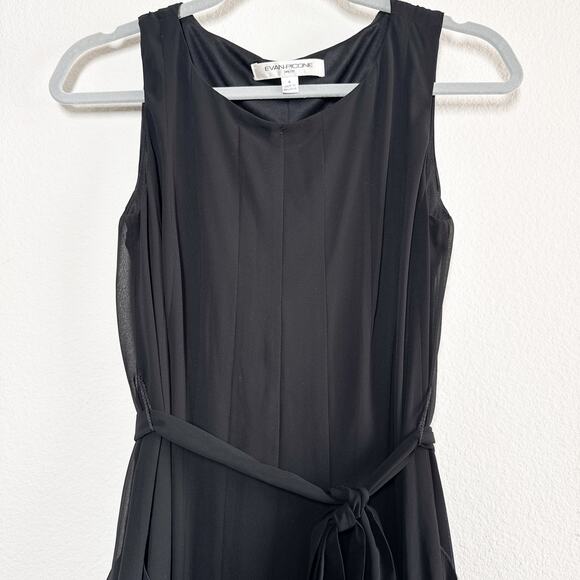 Vintage Evan Picone Ruffle Chiffon Black Fit & Flare Dress Size 4 - Picture 3 of 14